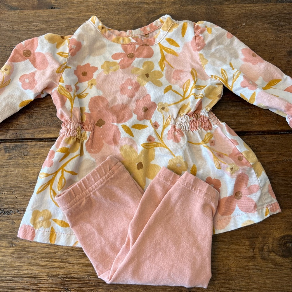 Carter’s pink & yellow floral top & pants set - 3 months